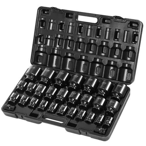 【DealsForYouDays】VEVOR 3/4 In Drive CR-MO Impact Sockets Set with Storage Cage, High Torque Wrenches, Various Specifications, Field Mechanic Tools, Work Tools,