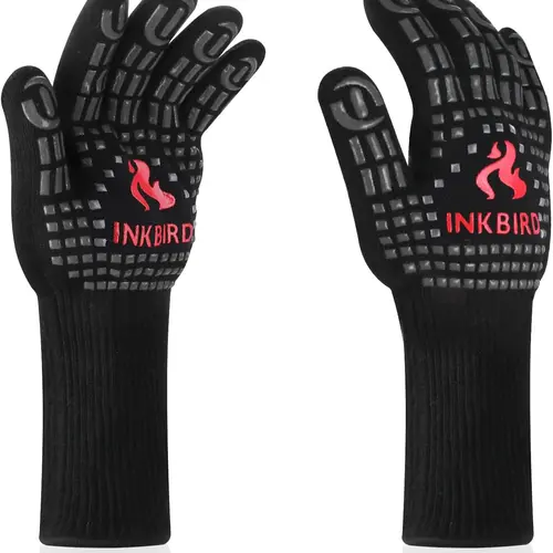 INKBIRD Heat-Resistant Silicone Insulated Anti-Burn Oven Mitts - Gingham Kitchenware, PVC-Coated Rubber Baking Accessory, Universal Fit, Hang-Ready Cotton Loops, Antislip Hot Holder, Grilling Stocking Stuffer for Dad