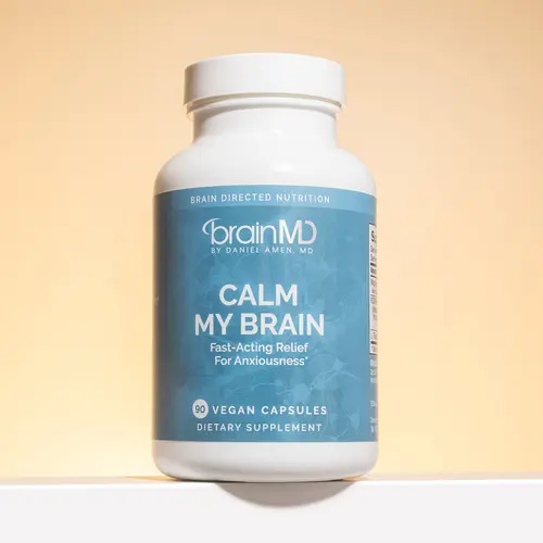 Calm My Brain | BrainMD | 90 Capsules | Fast-Acting Stress & Anxiousness Support | Calm Focus & Restful Sleep Support | KSM-66 Ashwagandha with L-Theanine & Magnesium