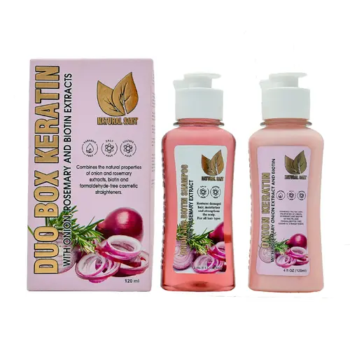 Natural Sant – Keratin & Shampoo Duo Box | Onion, Rosemary & Biotin | Anti-Frizz & Shine | Formaldehyde-Free (4.05 Fl Oz / 120 ml)