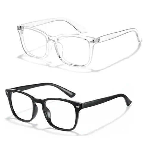 Trending Stylish Eyewear Anti-Blue Lenses Non-Prescription Computer Glasses - 1/2/3 Pack Trendy Rectangle Frame Glasses for Men & Women, Study Gaming Screen Use, Trending Glasses, Anti-Blue Lenses Non-Prescription Glasses