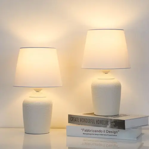 Small Table Lamps Set of 2, Bedside Nightstand Lamps for Bedroom Kid’s Room, Cute Desk Lamps with Studded Texture Base for Reading Nursery Living Room Office,dorm essentials,home decor,home essentials,camping essentials