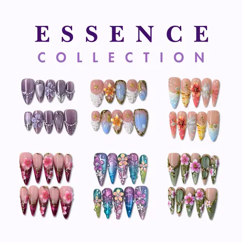 NailPhoria ESSENCE Collection - Handmade Press-On Nails | Reusable, Salon-Quality, Long-Lasting, Glossy Design