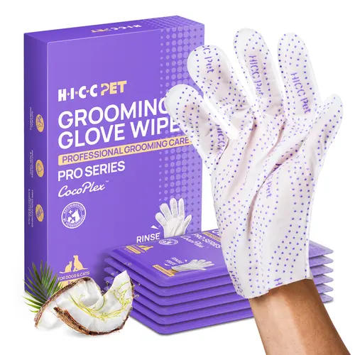 HICC PET Deshedding Grooming Wipes for Dogs & Cats, Coconut Oatmeal 6pcs Pro Travel Pack - Hypoallergenic, Disposable, No-Rinse, Unscented, Colloidal Oatmeal, Potassium Sorbate, Gentle Odor Removal, Quick Paws Care