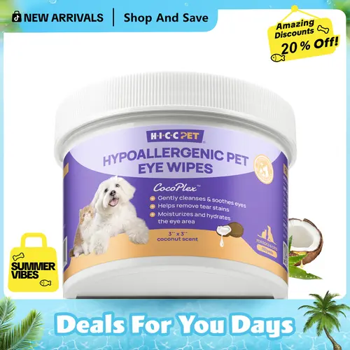 【New Arrivals】HICC PET Tear Stain Remover Wipes for Dogs Stubborn Stain Removal & Prevention - Hypoallergenic Unscented Eye Cleaner for Bichon & Poodle Dog Tear Stain Wipes Vet Recommended Dog Eye Wipes - Natural Coconut #DealsForYouDays,s