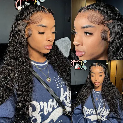 13x6 Jerry Curly Lace Front Wig 180% Pre Plucked HD Transparent Human Hair Lace Frontal Wig With Natural Hairline