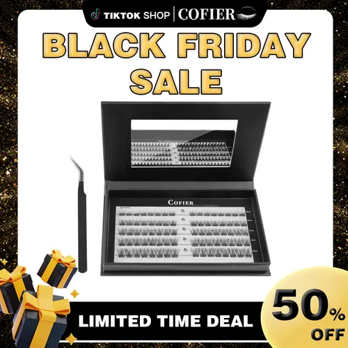 Cofier DIY Lash Kit Press on Lash No Glue Lash Self-Adhesive Eyelash Kit Individual Lashes Beginner Friendly Eyelashes with Tweezers(80/90/120 Pcs) #Summervibes,back to school