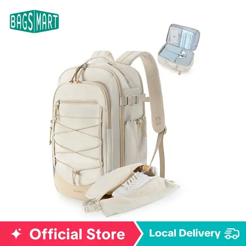BAGSMART 17.3 Inch Carry On Travel 30L Backpack Travel Bag With Shoe Bag - Water Resistant Daypack for Men and Women tiktokshopsummersale
