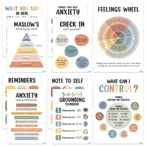 Mental Health Unframed Wall Art Posters - Lightweight Home Decor for Therapy Offices, School Counselors - Calming Corner Supplies, Meaningful Decoration Gifts