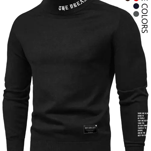 Men's Letter Print Stand Collar Sweatshirt Sportswear, Regular Fit Casual Sporty Design Long Sleeve Pullover for Fall & Winter, Men's Clothes for Daily Wear More