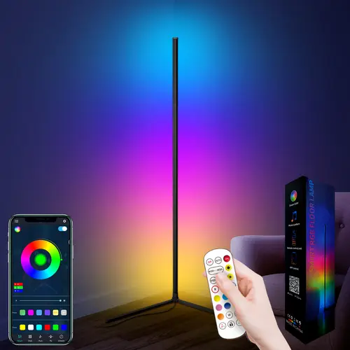 QIANGHE LED Floor Standing Ambient Light - App & Remote Control, Music Sync, 16M RGB Mood Lighting, Decorative Lights for Cool Room, Living Room, Unique Decor, Gaming Setup, Home Improvement, Modern, Room Inspo