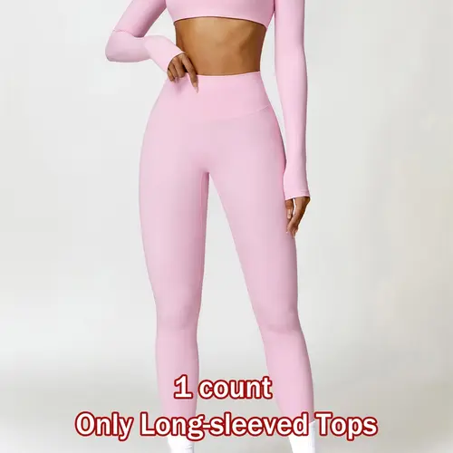1 Piece Long-sleeved Tops, Women's Long Sleeve Yoga Top, Outdoor Running Fitness T-Shirt, Fitness Clothing, Exercise Clothing, Comfortable Sporty Plain All-Season Wear Athletic Wear, Stretchable Activewear, Sportswear for Training, Gym & All Seasons