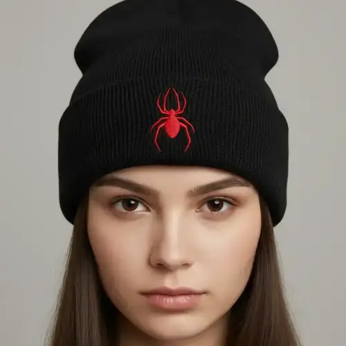 Spider Embroidery Beanie Hat, Street Style Beanie Hat for Men & Women, Fashion Accessories for Daily Wear, Adjustable Streetwear Hat
