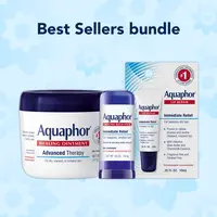 Aquaphor Bestsellers Body Care Bundle - 14 oz Healing Ointment Advanced Therapy Skin Protectant, 0.65 oz Healing Balm Stick, 0.35 fl oz Lip Repair Carded Pack with Smooth, Restore Benefits & Avocado, Shea Ingredients