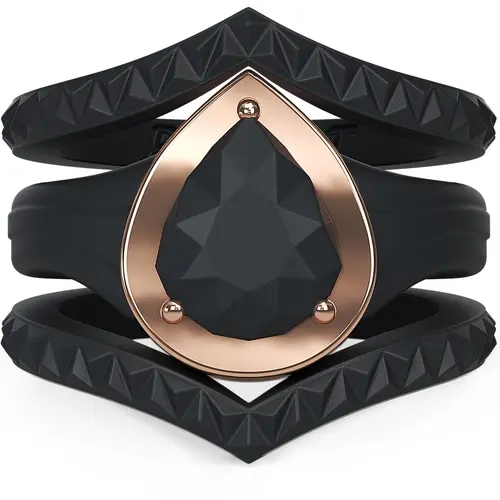Rinfit Silicone Rings for Women with a Pear Metal Frame and 2 Slim Stackable Bands, Silicone Wedding Band and Statement Ring for Her, Flexible for Work, Gym, Pregnancy, Travel and Everyday Wear, Patented Design