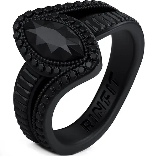 Rinfit Women's High-Quality Silicone Marriage Ring - Marquise Diamond Collection, U.S. Design Patent Pending, Wedding & All-Season Fashion Accessory, Rings for Women, Workout Stays On