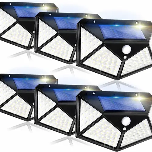 100LED Solar Outdoor Lights - Smart Motion Sensing Wall Lamp with 100SMD2835, 4-Sided PC+ABS Body, Water Resistant Energy-Saving for Patio, Pathway, Outdoor Garden Lighting, 2 Screws, Outside Solar Lights For Yard, Sensor Lights For Outside, 2‑Screw Wall,