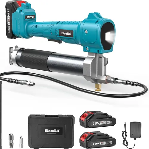 SEESII Electric Grease Gun,10,000 PSI Cordless Lubrication Tool with Upgraded Dual Batteries & Ultra-Bright LED Light｜39.4" Long Hose, 2 Batteries & Charger,Electric Grease Tool for Truck, Agricultural Machinery B001 DealsForYouDays
