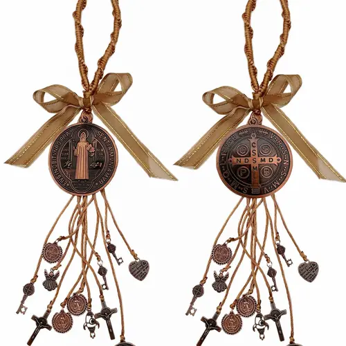 Saint Benedict Medal Protection Blessing Charm, Catholic San Benito Medalla Handmade Jewelry, Car Hanging Charm for Men Women, Car Hanging Decoration, Car Ornament, Car Accessory, Car Decor Gift