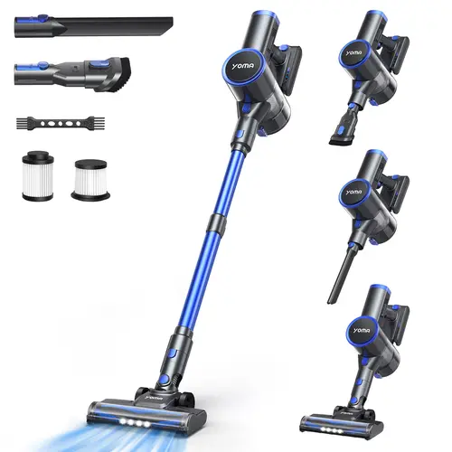 Yoma Cordless Vacuum Cleaner - 6-in-1 Ultra-Quiet Home Cleaning Machine, 2200mAh Battery Up to 45mins Runtime, Powerful Lightweight Handheld Cordless Vacuums for Floor Cleaning, Dirt Removal, 0.1µm Dust Trap (Home/Car Use)