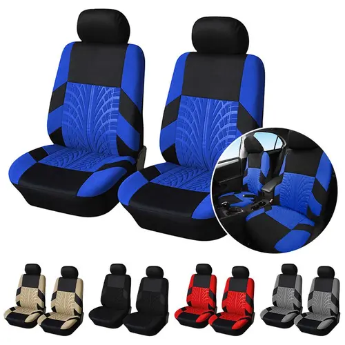 AUTOYOUTH 2-Seat Universal Front Covers, Breathable Fabric, Car Seat Protectors, Airbag Safe, Fits Vans SUVs Trucks, Interior Accessories, Blue Red Black Options, Decor Gift