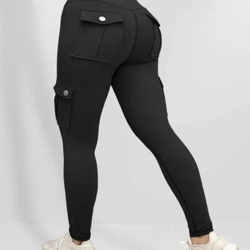Plus Size Women's Plain Color Workwear Pockets Casual Tight Long Pants Leggings, Fall & Winter Loose-Fitting Baggy Slim Fit Trousers, Unlined Design