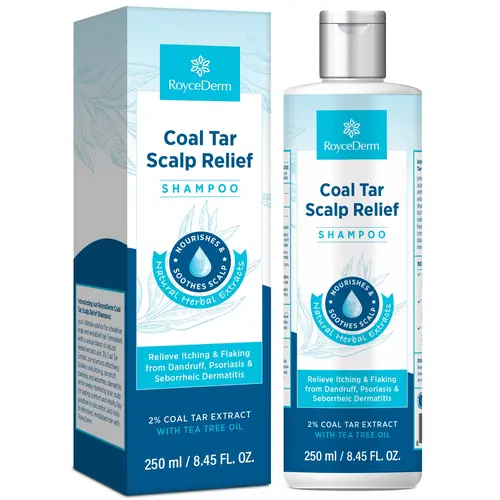 Roycederm Coal Tar Shampoo and Conditioner - Natural Tea Tree & Herbal Peppermint Selfcare Haircare, Gentle Hydrating Cleanser for Dandruff, Folliculitis & Seborrheic Dermatitis Scalp Relief