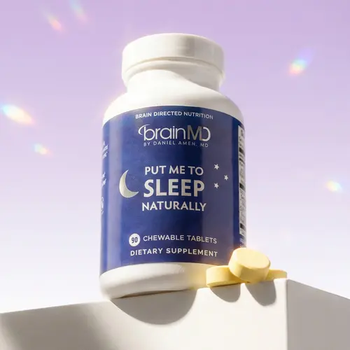 Put Me To Sleep Naturally | BrainMD | 90 Chewable Tablets | Fast Sleep Onset & Restful Sleep Support | Calm Relaxation & Stress Recovery Support |Melatonin with GABA & L-Theanine