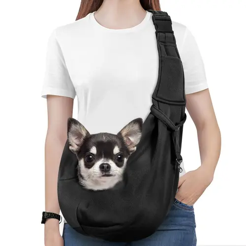 Pawaboo Pet Sling Carrier - Thick Padded Adjustable Shoulder Strap, Front Zipper Pocket, Safety Belt, Machine Washable Fabric for Small Dogs/Cats, Ideal for Parks, Grocery Stores (Convertible to Carrier Backpack), Hospitals
