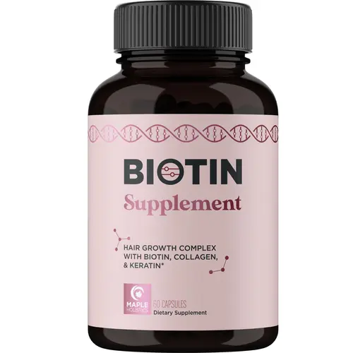 Maple Holistics Biotin Supplement for Women Thicker-Looking Hair Skin Nails Healthcare Fitness Edible Capsule supplement biotin Dietary Bathroom