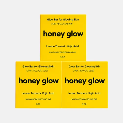Honey Glow 3-Pack Lemon Turmeric & Kojic Acid Brighetning Soap, Dark Spot Remover, Kojic Acid Soap Body Care Body Wash Coconut Organic Natural Ingredients Skin Brightener