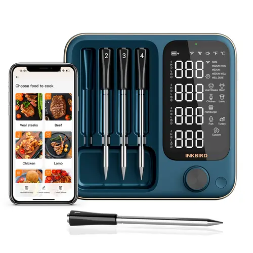 INKBIRD Wireless Digital Food Thermometer - WIFI & Bluetooth Portable LCD Kitchen Gadget, IP67 Waterproof Kitchen Thermometer for Grill BBQ, Cooking,restock,