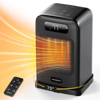 MORENTO 1500W Indoor Portable Electric Space Heater - 10-15in Desk Heater with 3 Heating Modes, Adjustable Heating Temperature, Fan, Remote Control, WIFI for Safe Home Use