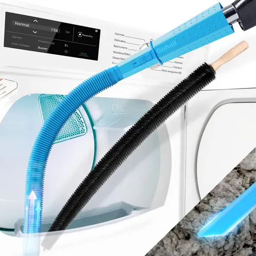 Dryer Vent Cleaner Kit, 2-Piece Vacuum Hose Attachment Lint Brush Set - Bendable Universal Quick Lint Remover for Ac Units, Ceiling Vents, Deep Cleaning, Improved Dryer Efficiency, Lower Electric Bills (Father's Day Gift Option)