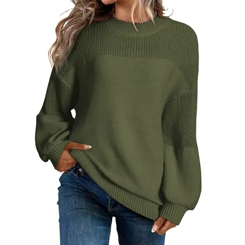 Dokotoo Women's Oversized Long Sleeve Crewneck Pullover Sweaters Solid Color Knit Tops Elegant Casual Fall Outfits Soft Comfy Fashion Clothing Trendy 2026 Winter Clothes