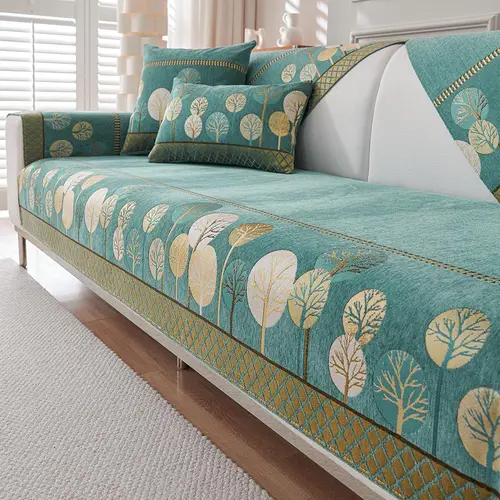Boho Style Chenille Sofa Seat Cover, Sofa Covers Washable, Tree Jacquard Pattern Soft Sofa Protector, 1-Piece Decorative Sofa Throw for Living Room Bedroom Office #GLOBAL PICKS