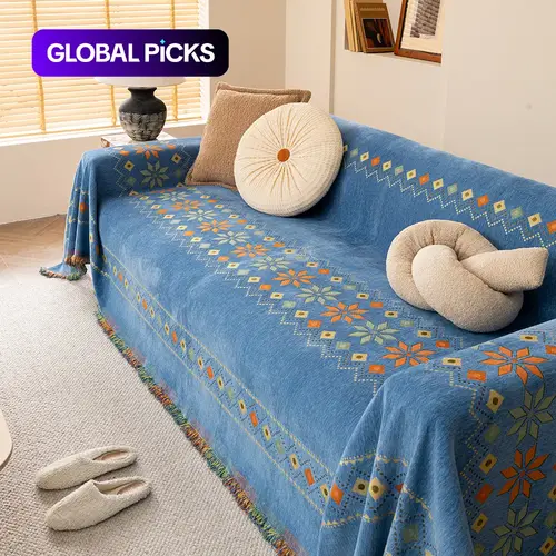 Bohemian Style Chenille Sofa Cover, Boho Couch Cover, Sofa Couch Covers, Soft Comfortable Washable Cover with Tassels, Stretch Sofa Cover, Sofa Couch Protector for home decor, Sofa Slipcover #GLOBAL PICKS