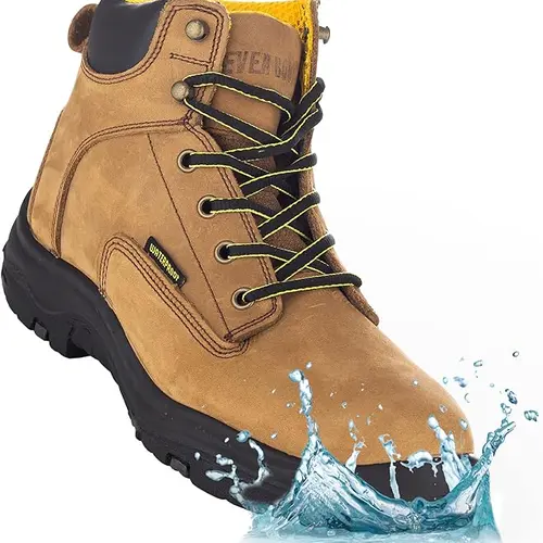 Ever Boots Ultra Dry Waterproof Work Boots for Men Full Grain Leather Lightweight, Slip-Resistant Sole All-Day Comfort Heavy Duty & Outdoor Activities Footwear