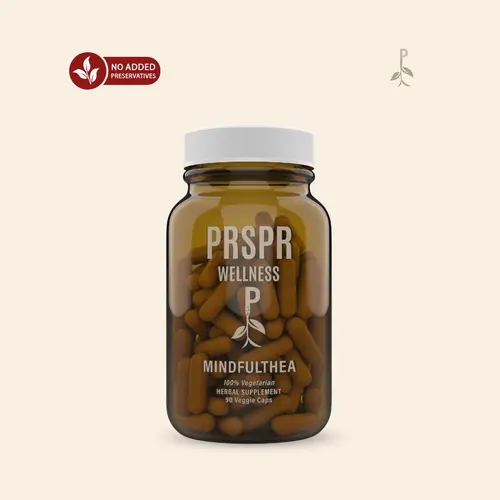 PRSPR Wellness MindfulThea L-Theanine Vegetarian Supplements - 90 Caps, Natural Tea Extract for Mindfulness, Jitter-Free Energy, Supports Students’ Healthy Mind, Cognitive Enhancement & Daily Stress Management, Alpha Brain Waves
