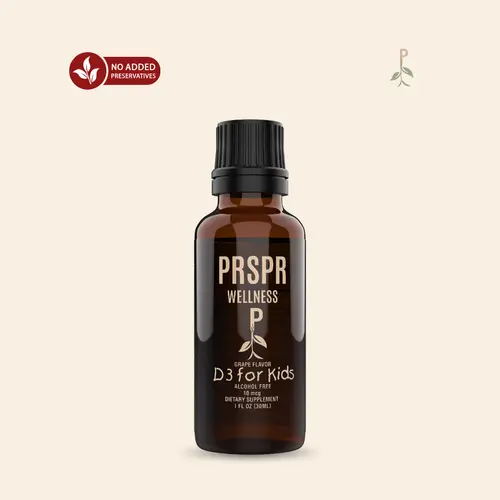 PRSPR Wellness Edible Kids' Natural Liquid Vitamin D3 Dietary Supplement - Supports Children's Immune System, Cognitive Functions, Heart Health, Blood Pressure Control, Energy, Prop 65 Safe