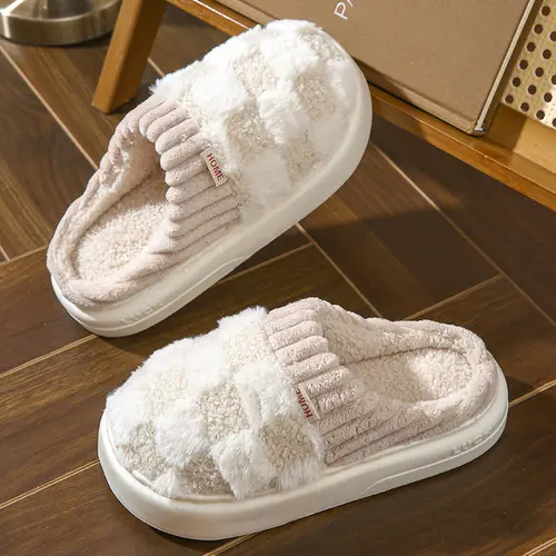 Cotton slippers for women, anti slip cashmere for warmth, monthly slippers for indoor home, cute and fluffy cotton Walking Shoes houseslippers swag Slide