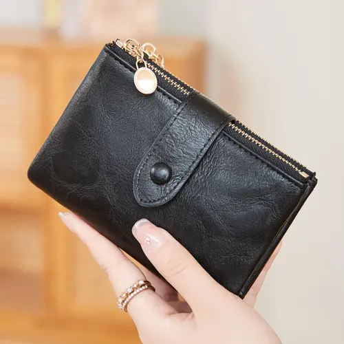 Women's Retro Zipper Short Wallet, Multi Card Slot Bifold Wallet, Fashionable Card Holder, Credit Cards Holder, Credit Card Organizer, Casual Versatile, RFID Blocking Wallet for Women & Girls, Cardholder