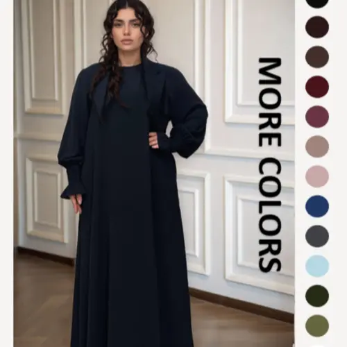 Women's Plain Shirred Details Flounce Sleeve Zipper Back Dress, Casual Formal Long Sleeve Round Neck Maxi Dress for Daily Wear, Ladies Clothes for All Seasons, Womenswear, Casual Everyday Wear