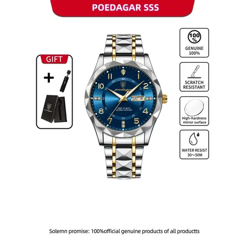 Business Fashion Analog Quartz Wristwatch, Fashion Waterproof & Luminous Watch for Men, Trendy Versatile & Exquisite Watch with Box, Ideal Birthday Gift