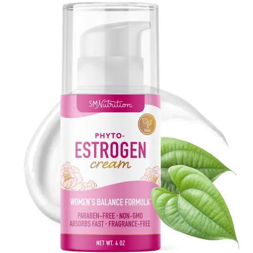 Smoky Mountain Nutrition Phyto Estrogen Cream for Women with Wild Yam Black Cohosh Dong Quai Red Clover 96 Servings Vegan Paraben-Free Plant-Based Formula - Skin Repair