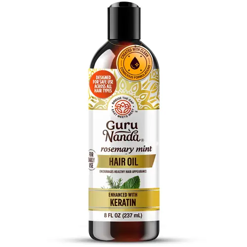 GuruNanda Rosemary Mint Natural Hair Oil for Hair Growth with Keratin & Vitamin E, Shine & Hair Strengthening, 8 fl oz