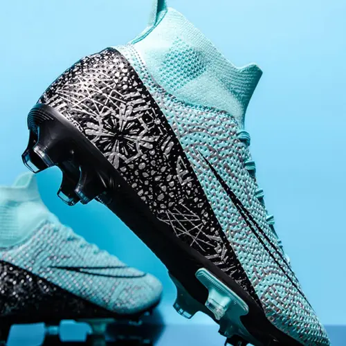 Men's Colorblock Lace Up Soccer Shoes, Professional High Top Football Cleats, Anti-slip Football Shoes for Outdoor Training