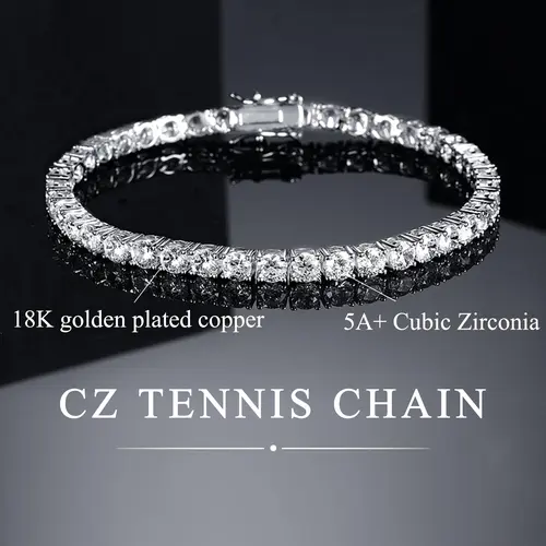 [5A+ Cubic Zirconia] GEMSME Copper 2-6MM Round Cut Waterproof Tennis Bracelet Tennis Anklet Tennis chain for Men Woman Classic Couple Barcelets Anniversary Birthday Engagement Gift High Quality Unisex Hiphop Style