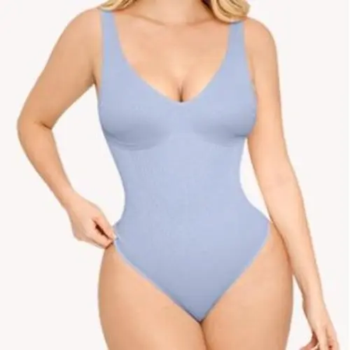 FeelinGirl  Womens Shapewear Bodysuit Tummy Control Body Shaper Slimming V Neck Thong Bodysuits Comfort Fabric Womenswear  Seamless