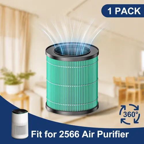 MORENTO Genuine Replacement HEPA Filter - 1-Pack/2-Pack Upgraded Activated Carbon Filtration System for MR2566 Air Purifier, Household Appliance Part for Allergy Relief, Hepafilter, Genuine Replacement Filter